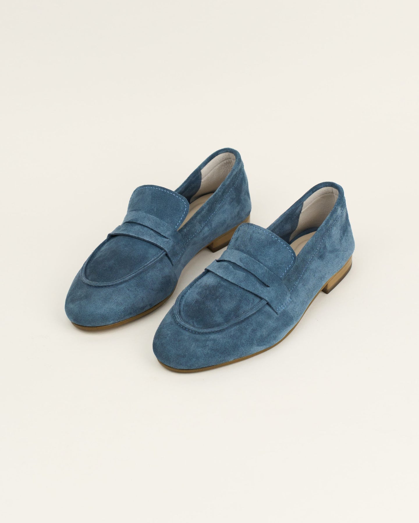 Glaucous blue suede loafers