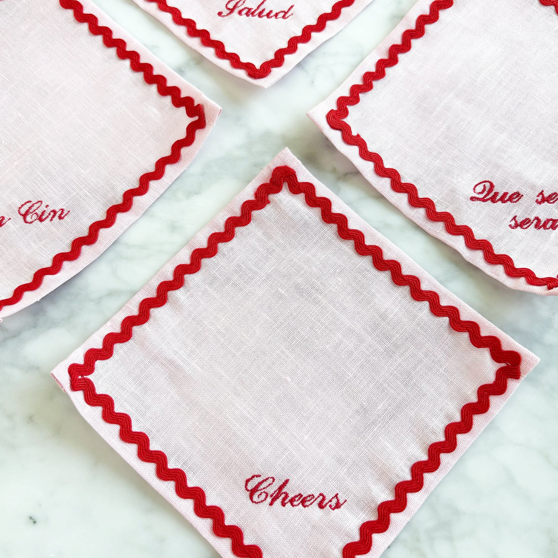 Personalised Linen Cocktail Napkins | Set of 4