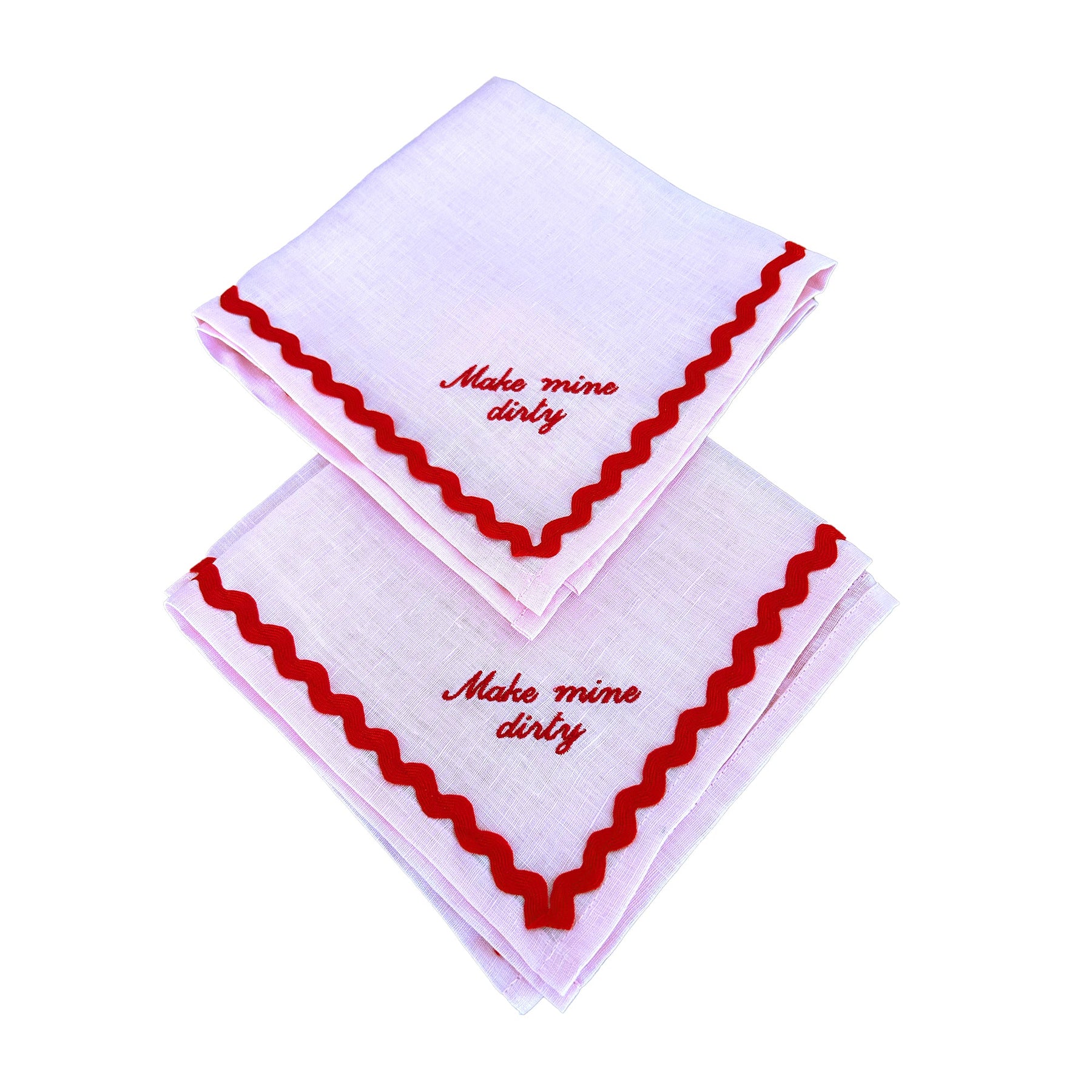 Embroidered Housewarming Linen Napkin Set x2 | Custom &