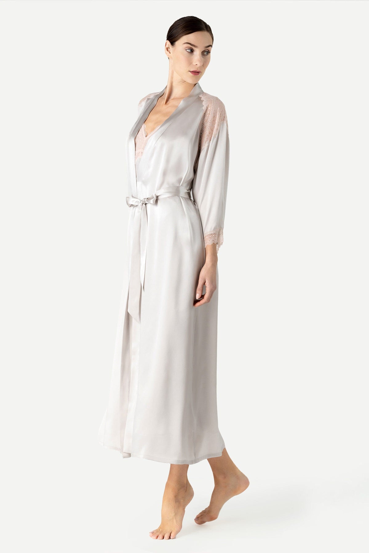 Precious Sunset Long Silk Kimono Long Robe NK iMODE