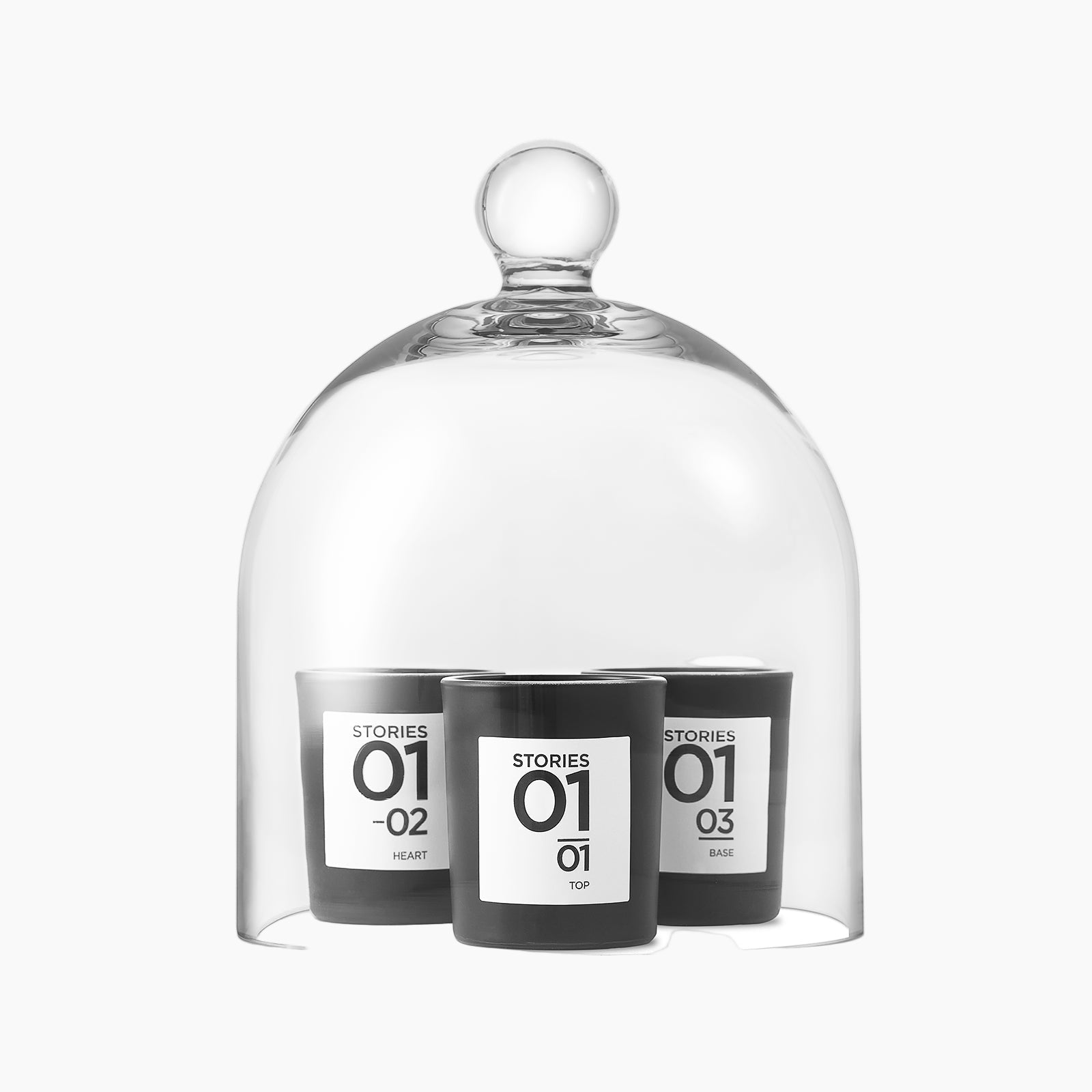 Vintage French Inspired Glass Cloche Jar holding STORIES Parfums No.1 BOUGIE PARFUMÉE