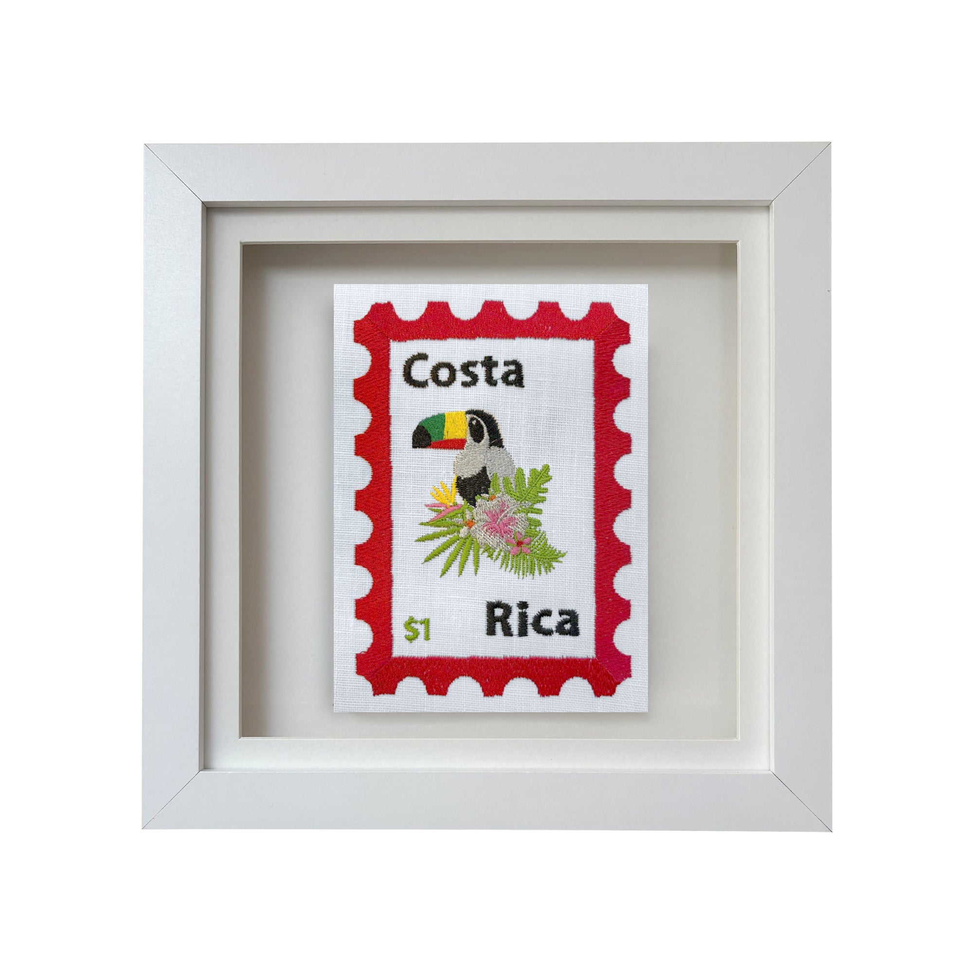 Costa Rica Embroidered Postcard Artwork