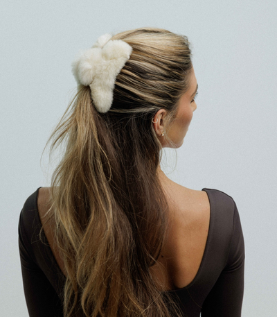 White Rabbit Fur Hair Clip