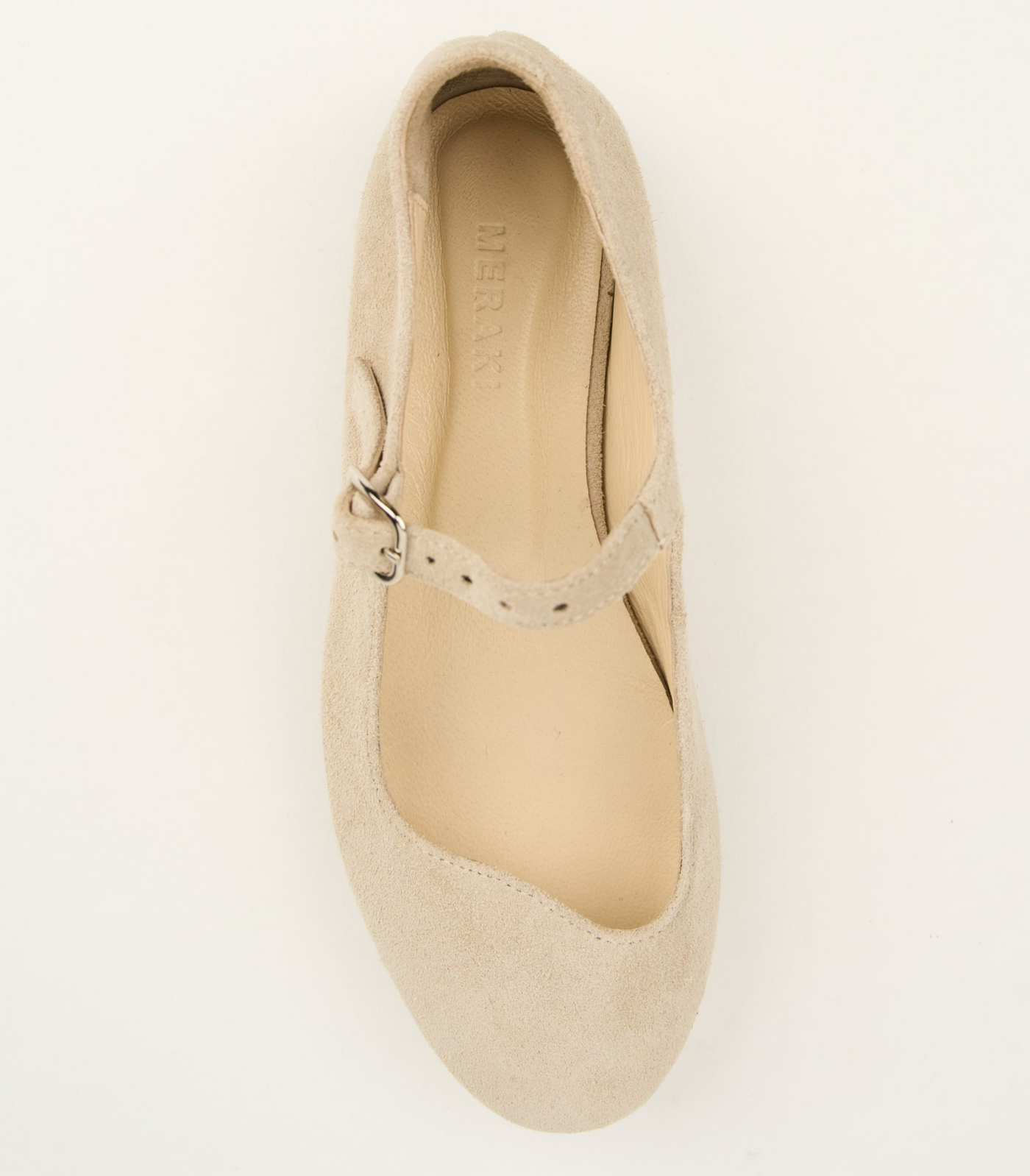 Creamy suede mary janes with wavy cut