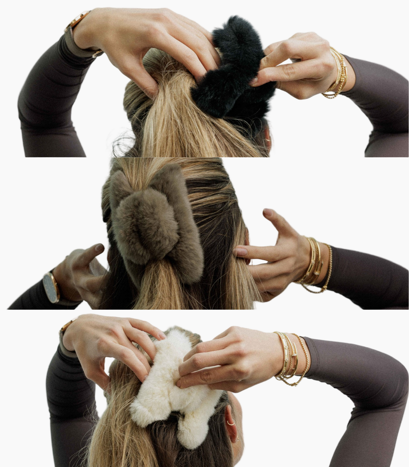Rabbit Fur Hair Clip 3 Pack