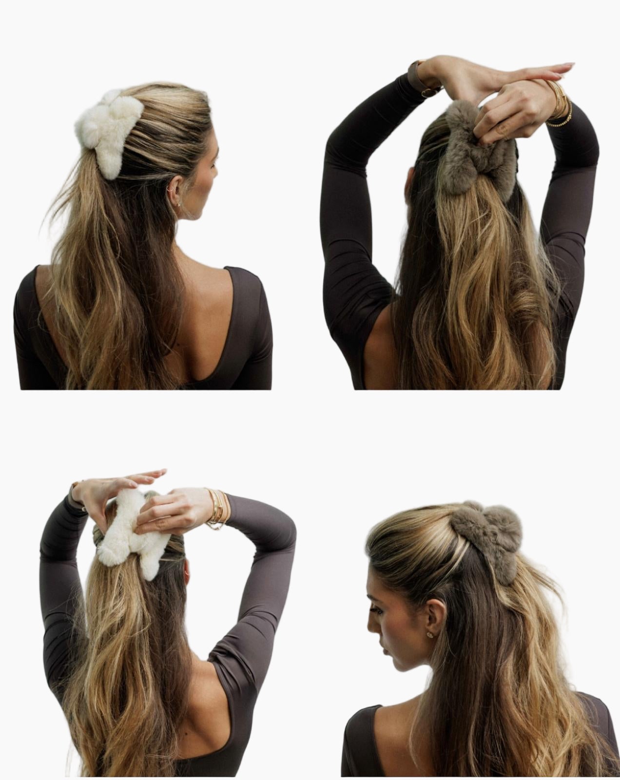 Rabbit Fur Hair Clip 4 Pack