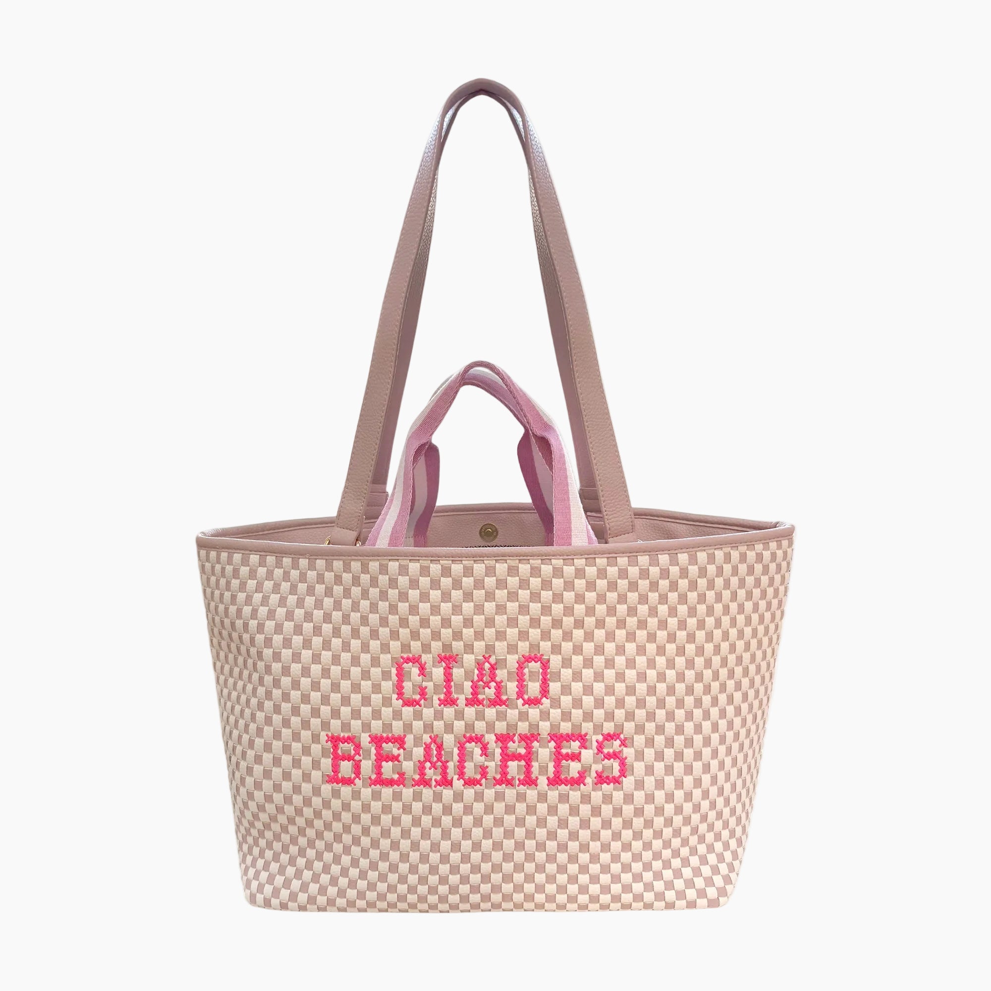 Woven tote bag with &