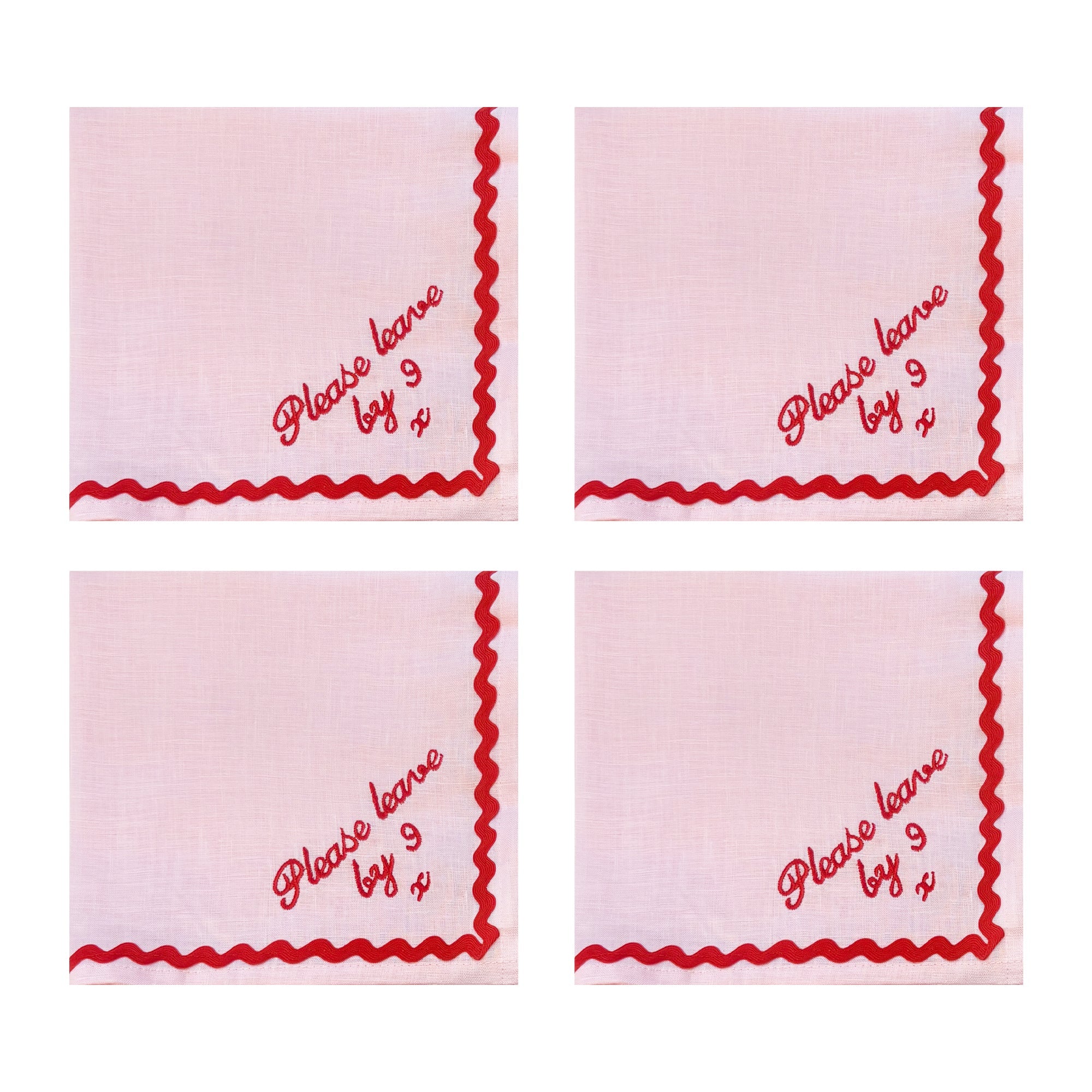 Please Leave by 9 Large Napins Pink | Set of 4