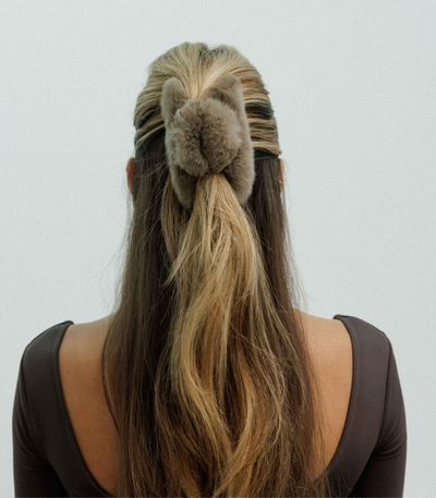 Mocha Rabbit Fur Hair Clip