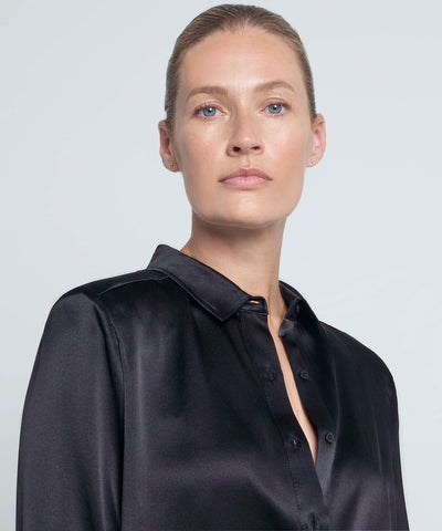 Black - Oversized Silk Shirt