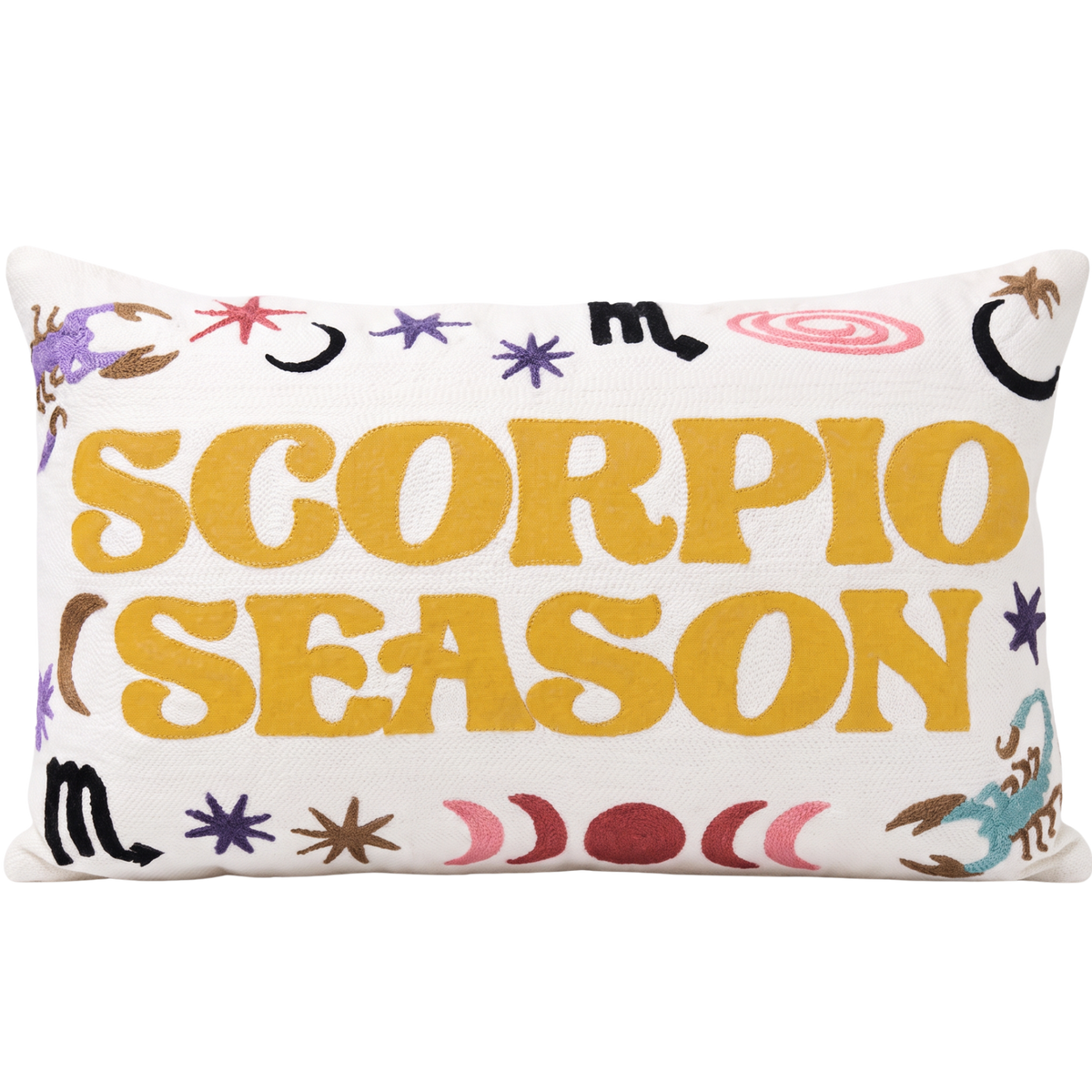 Scorpio Season zodiac needlepoint cushion by The Pillow Drop