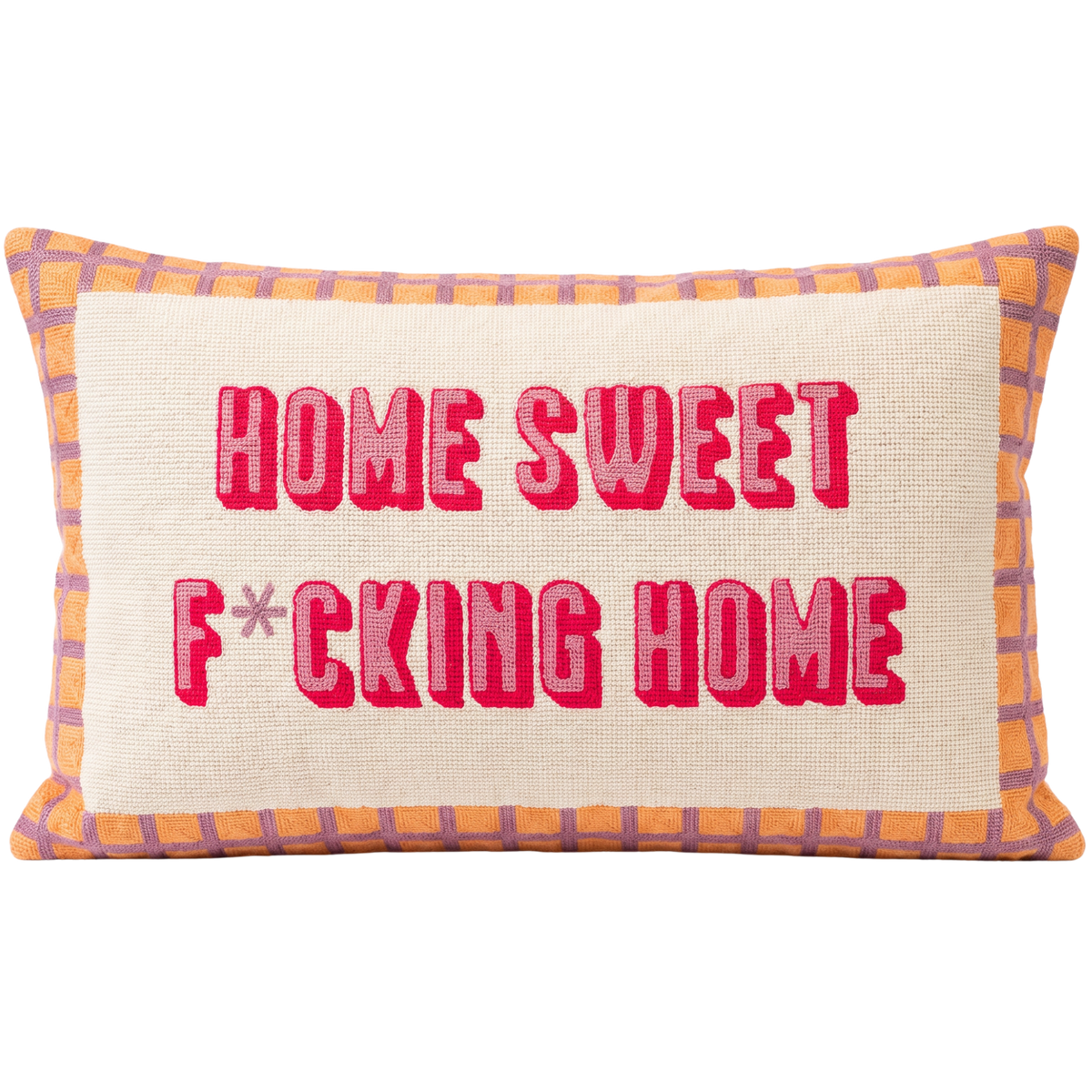 Home Sweet F*cking Home needlepoint cushion by The Pillow Drop
