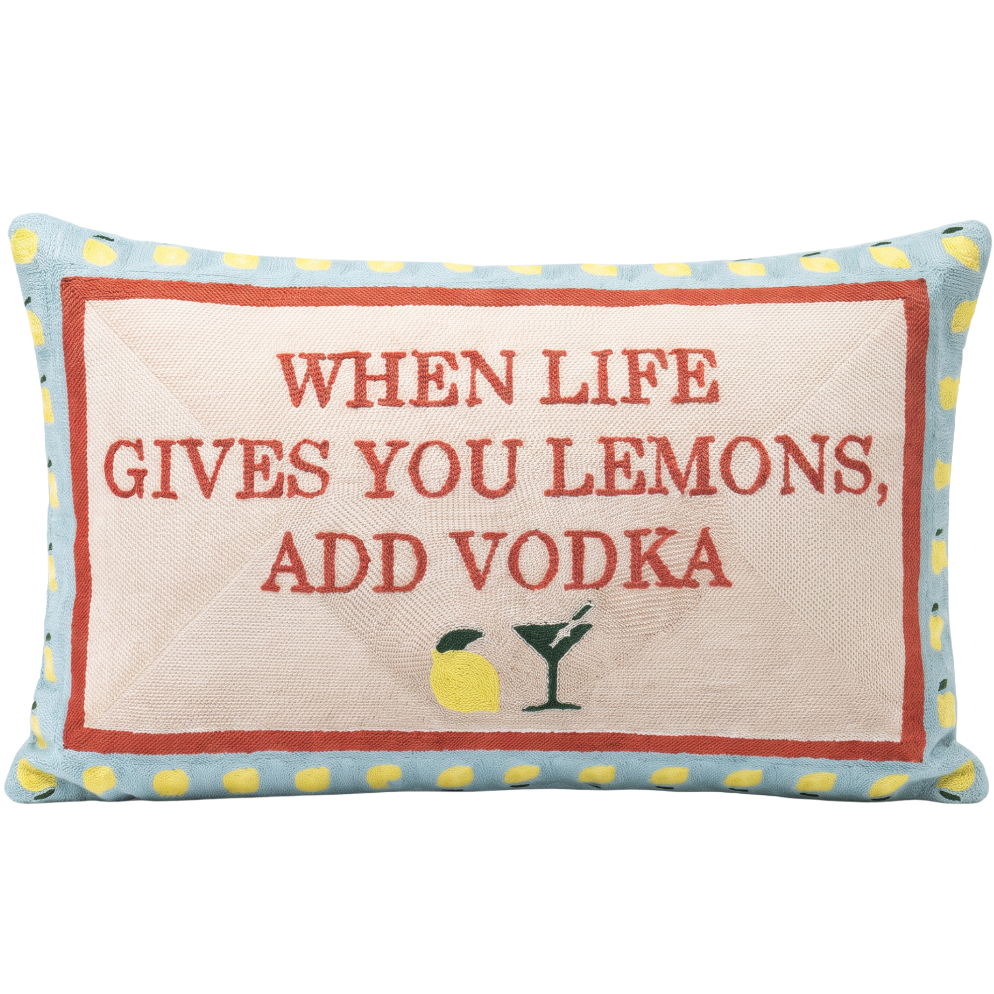 When Life Gives You Lemons, Add Vodka needlepoint cushion by The Pillow Drop