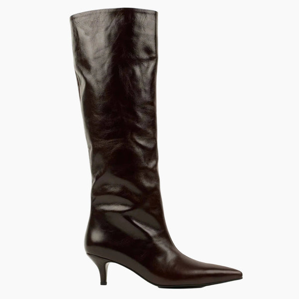 Brown Glazed Leather Vivian Boots