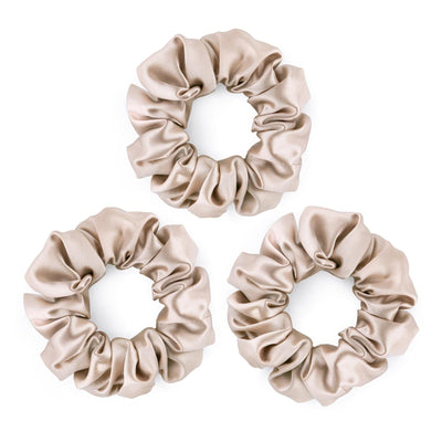 Set of three caramel silk scrunchies made from 100% pure mulberry silk – Silk Works