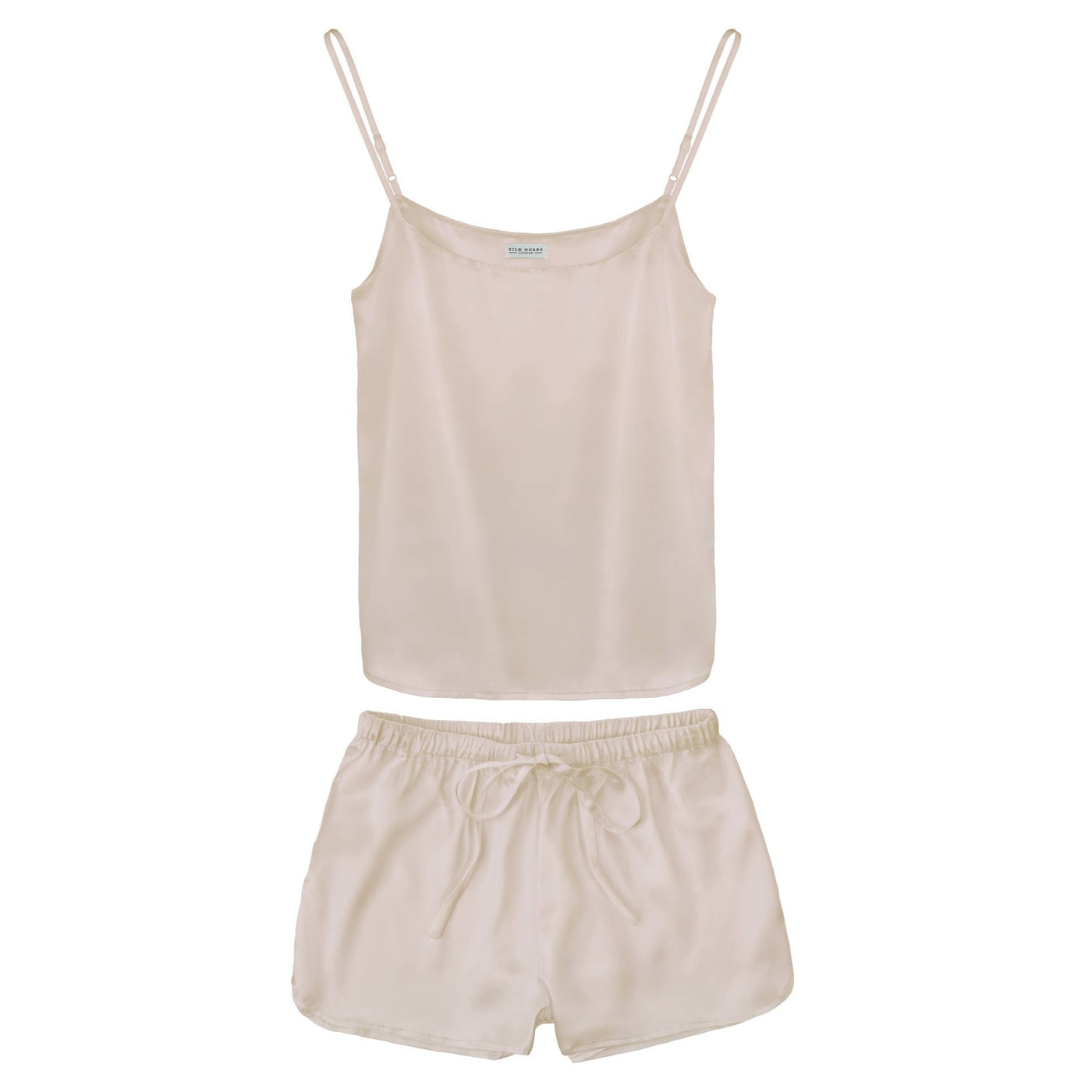 Caramel silk camisole and shorts pyjama gift set.