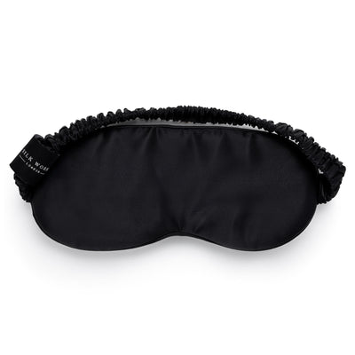 Best pure mulberry silk sleep eye mask in black, by Silk Works London UK