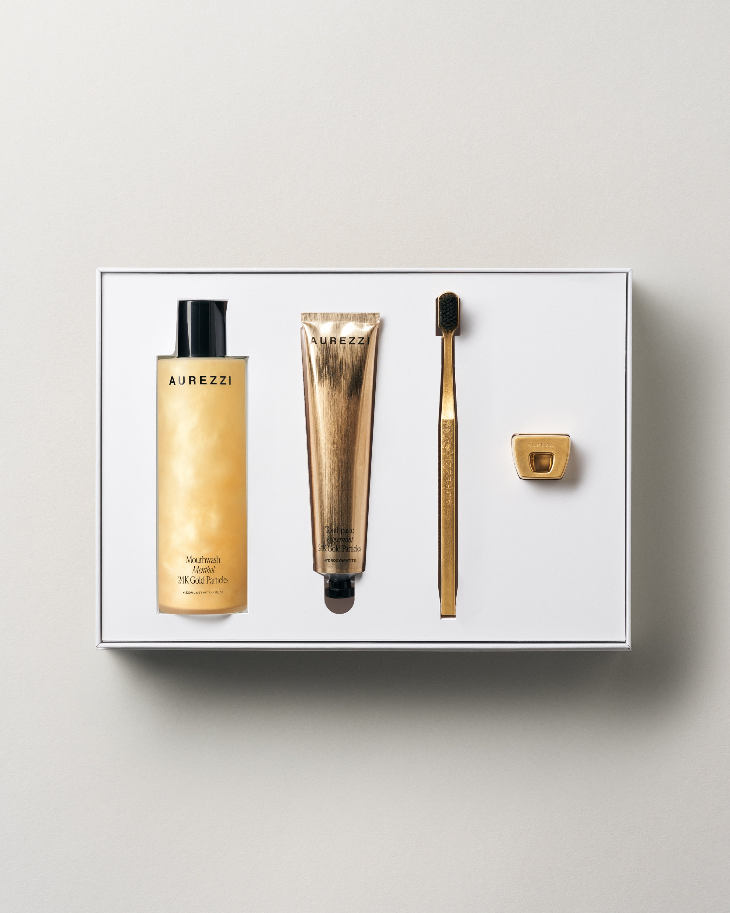 Gold/Black Toothbrush, Toothpaste & Mouthwash set - Aurezzi