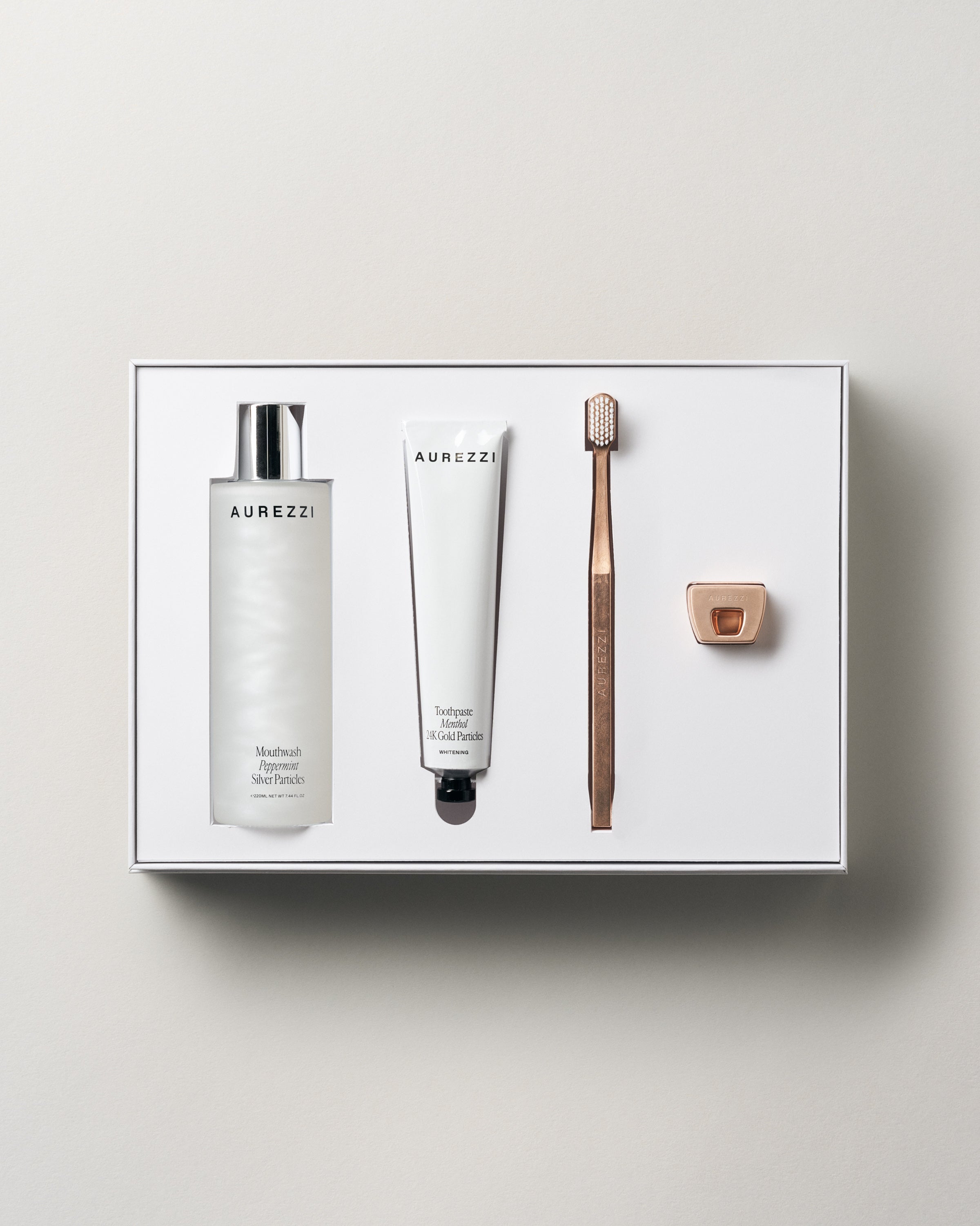 Rose Gold Toothpaste, Toothbrush & Mouthwash set - Aurezzi