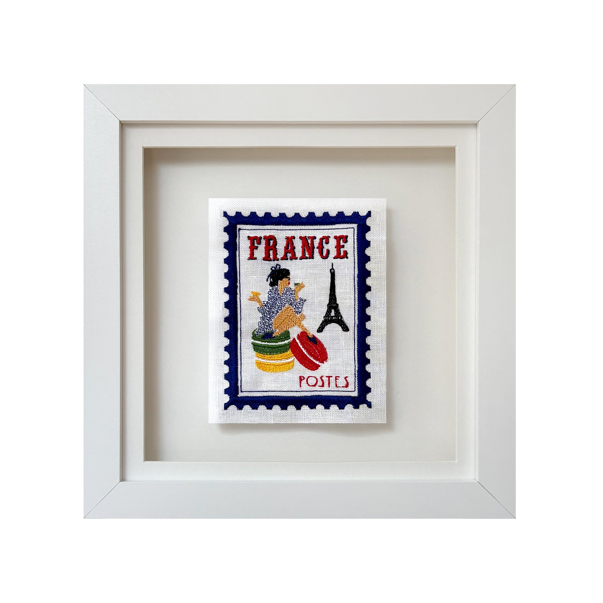 France Inspired Embroidered Postage Stamp