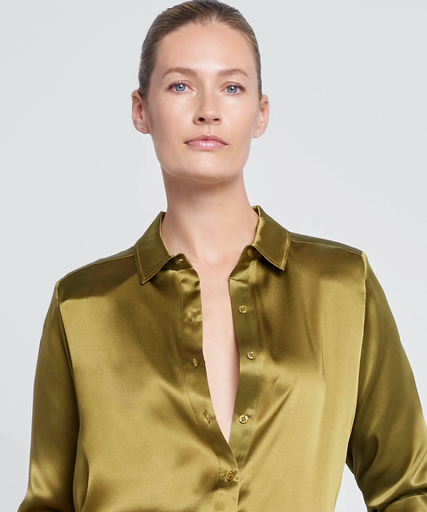 Green - Oversized Silk Shirt