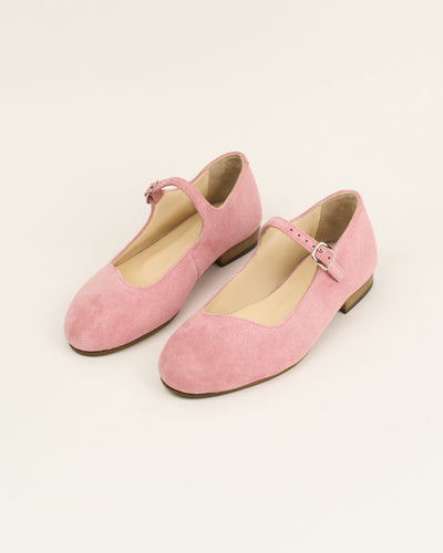 Baby pink Mary Janes with wavy cut