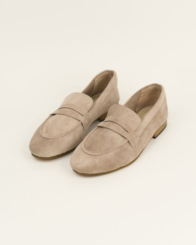 Dark beige suede loafers