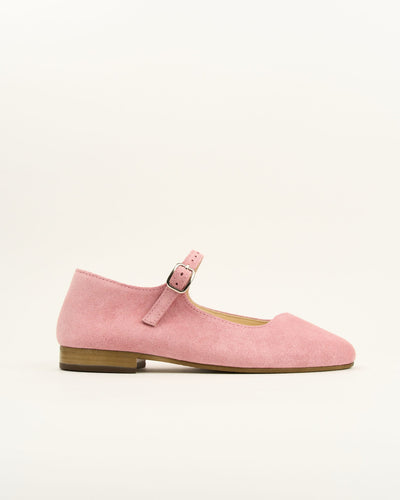 Baby pink Mary Janes with wavy cut