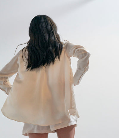 Ivory - Oversized Silk Shirt