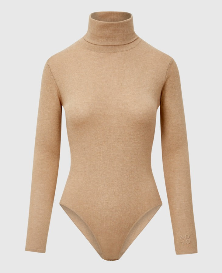 Camel Silk and Cashmere Bodysuit 