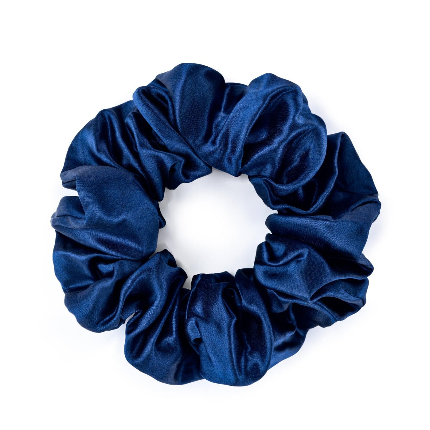 Large sapphire blue mulberry silk scrunchie