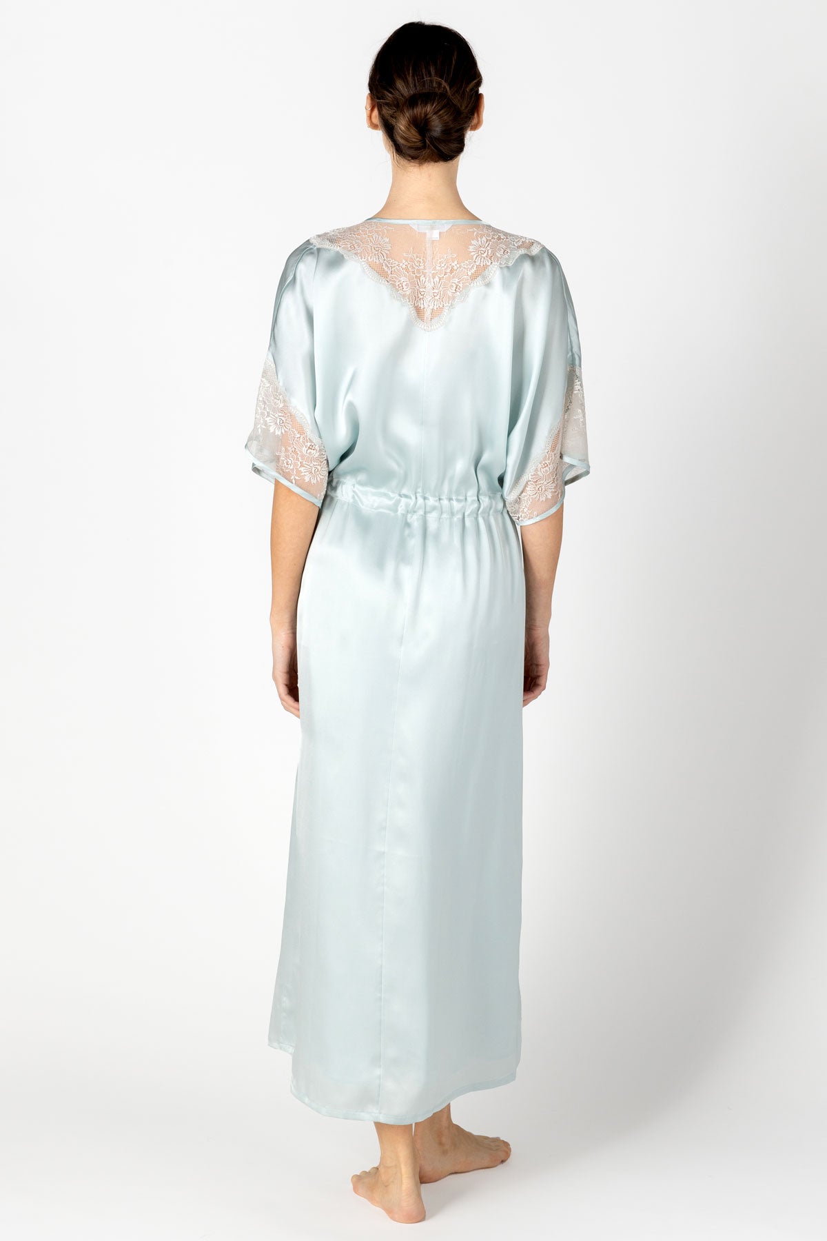 Agatha Nostalgia Hanky Long Silk Robe Long Robe NK iMODE Raindrops Blue S