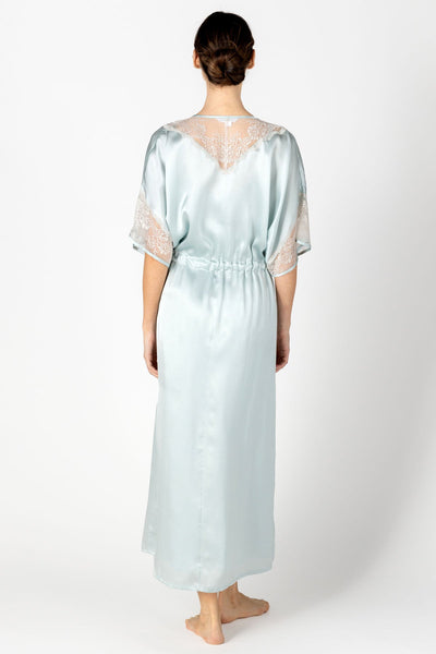 Agatha Nostalgia Hanky Long Silk Robe Long Robe NK iMODE Raindrops Blue S