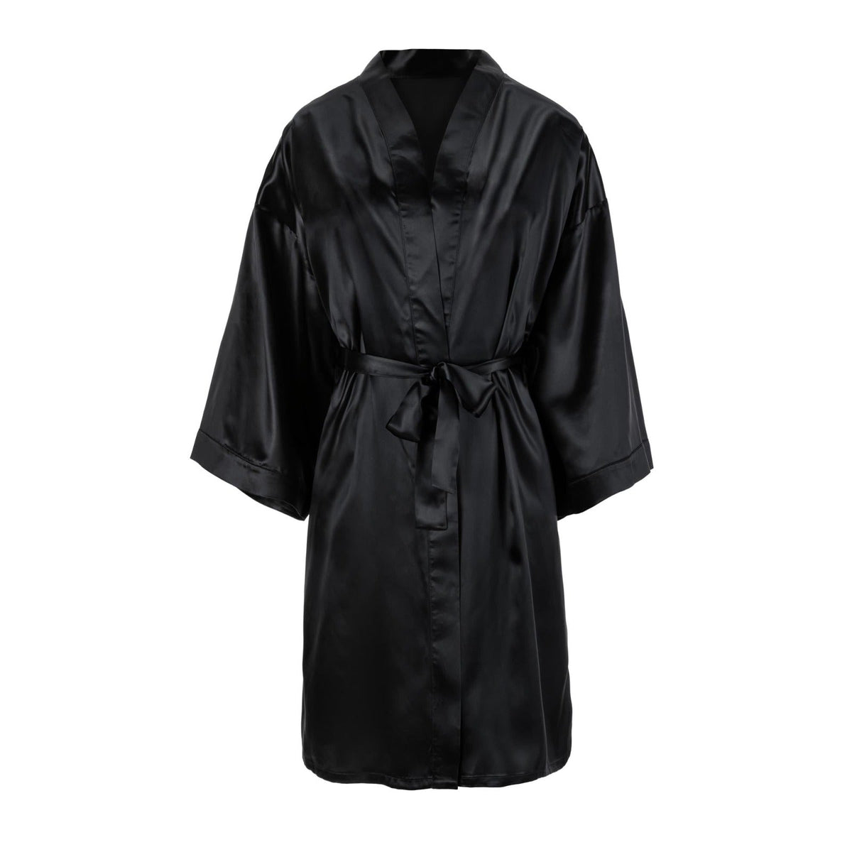 Black mulberry silk robe – soft, sleek, and elegantly draped for a luxurious, sophisticated look