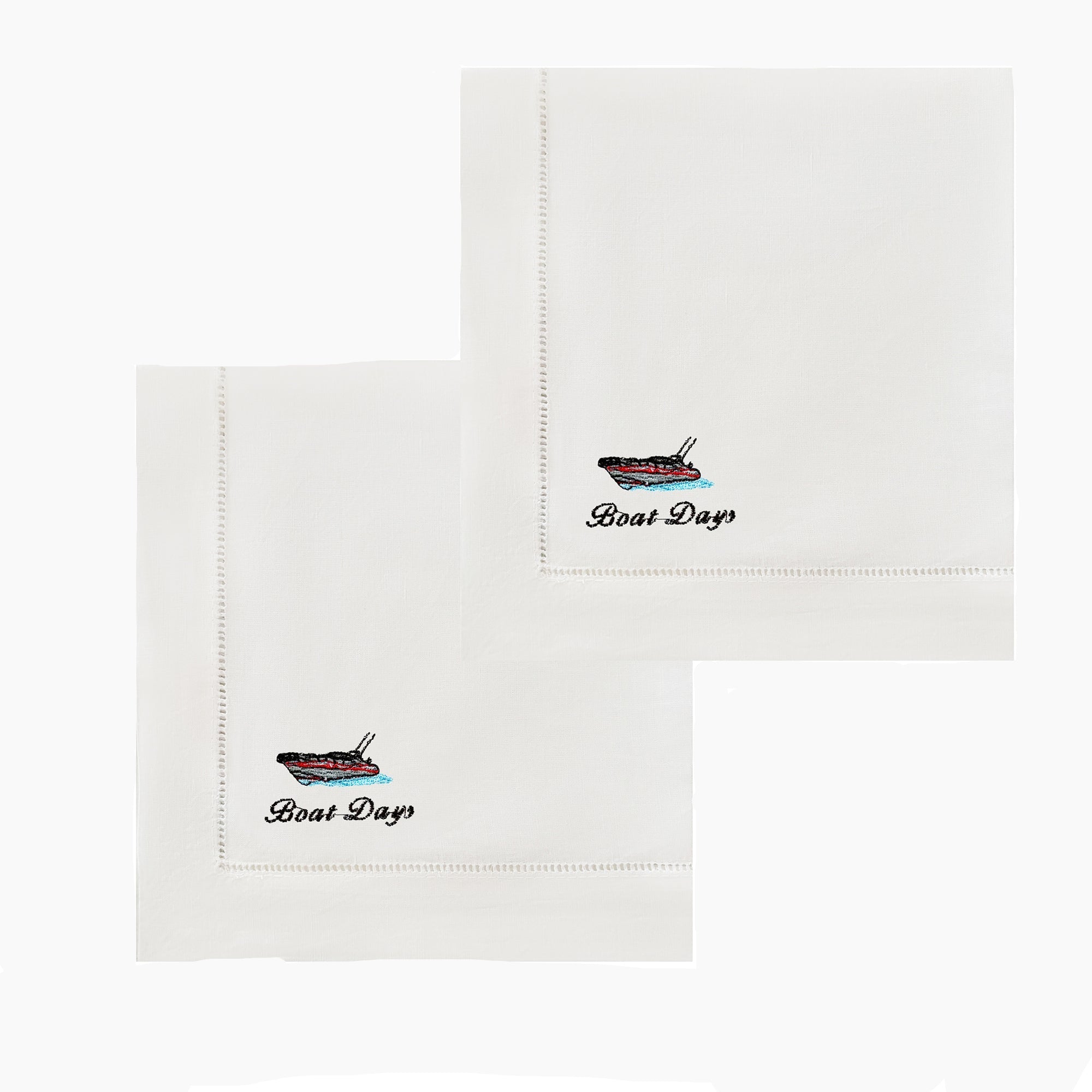 Embroidered Boat Themed Napkins | Set of 2