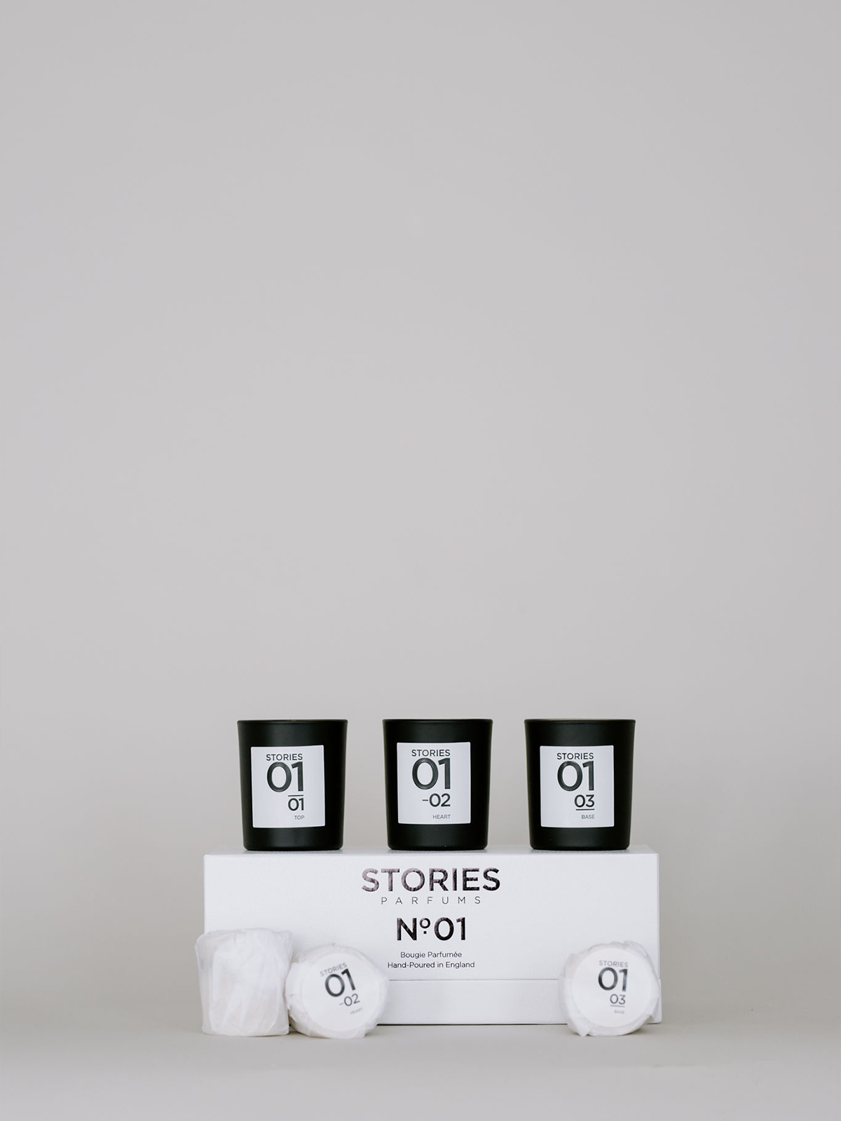 STORIES Nº.01 BOUGIE PARFUMÉE, PERFUMED CANDLE TRIO REFILL SET