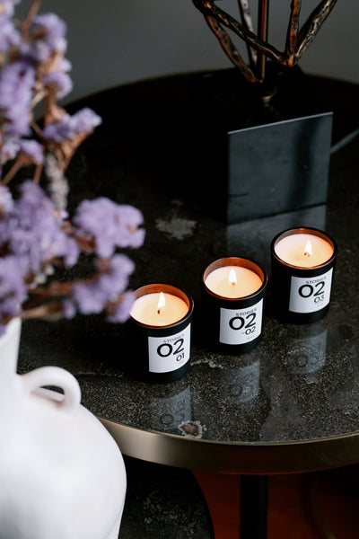 STORIES Nº.02 BOUGIE PARFUMÉE, PERFUMED CANDLE TRIO PLUS REFILLS