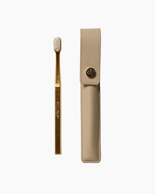 Kit - Leather Case Button/Beige & Toothbrush