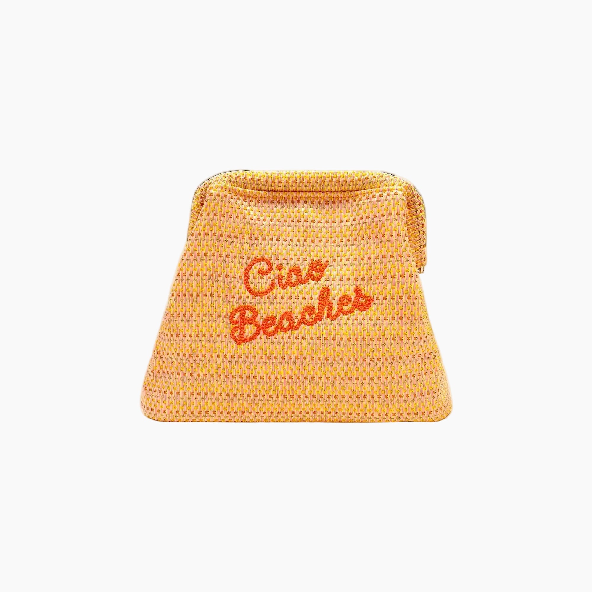 Orange knitted pouch with &