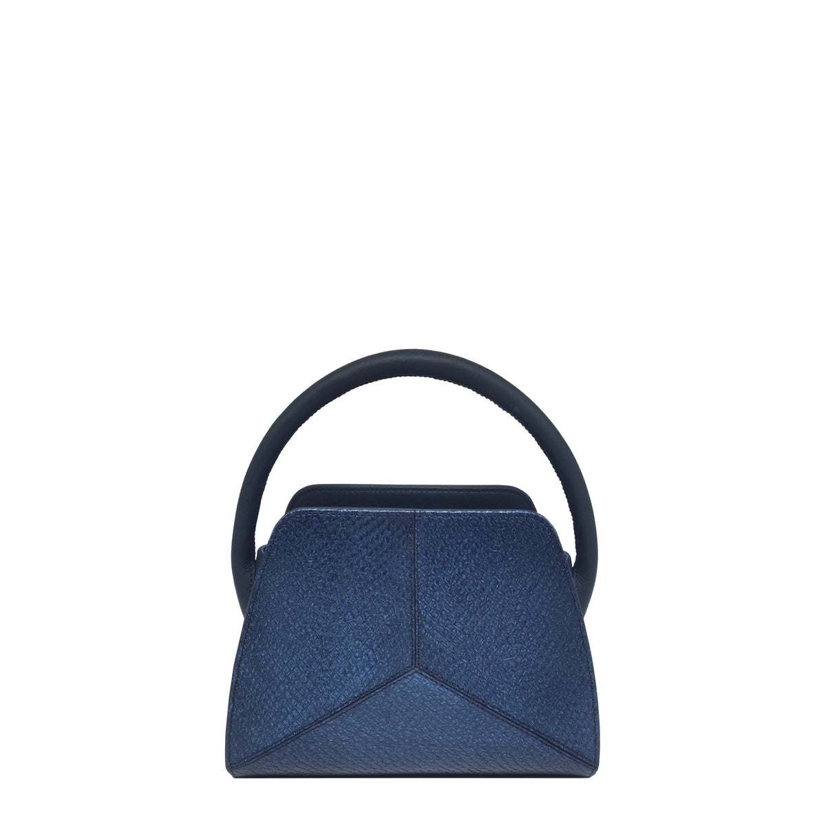 Cleo Tanzanite Blue salmon leather bag by THALIE Paris – front view.