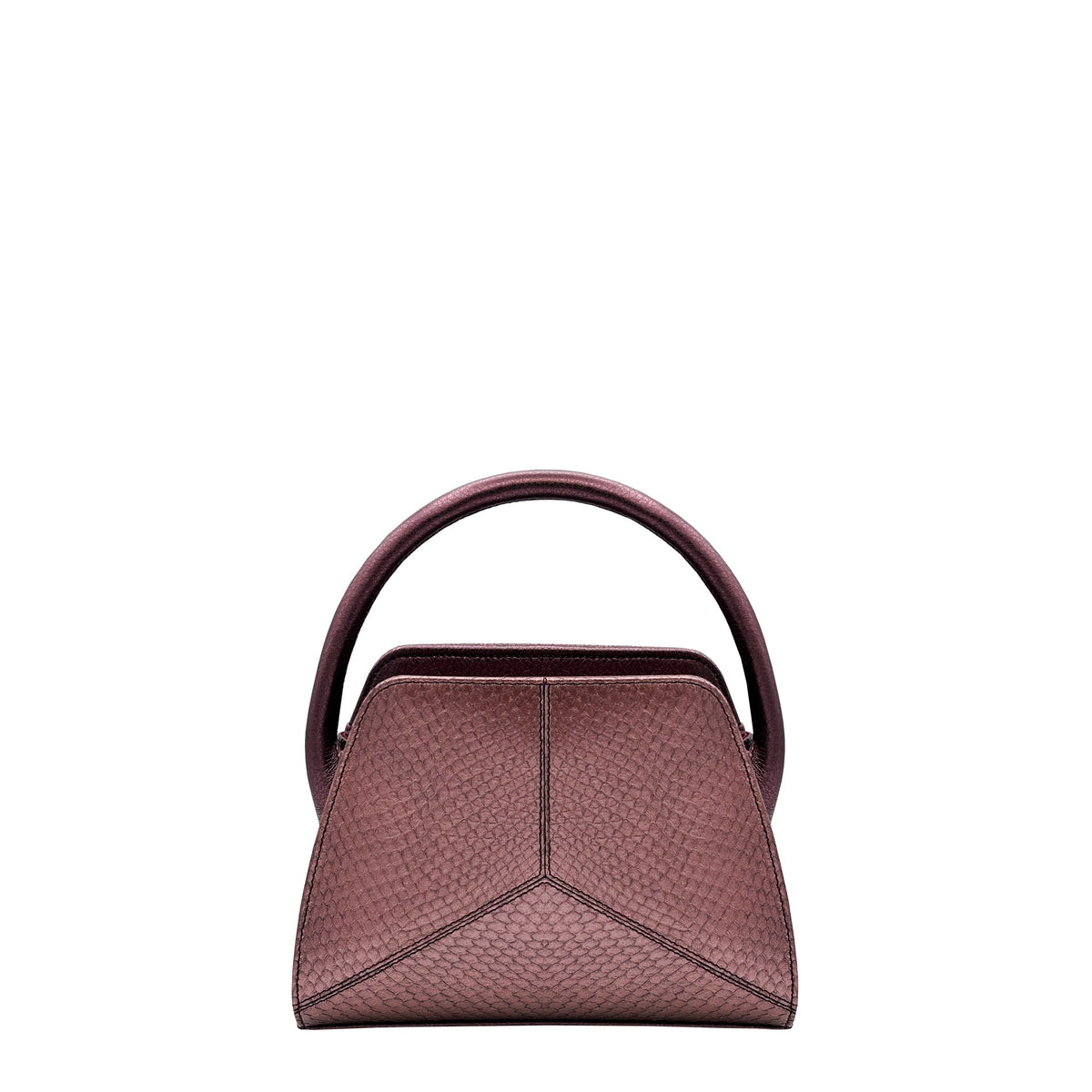 Cleo Top Handle Burgundy salmon leather bag by THALIE Paris – front view.
