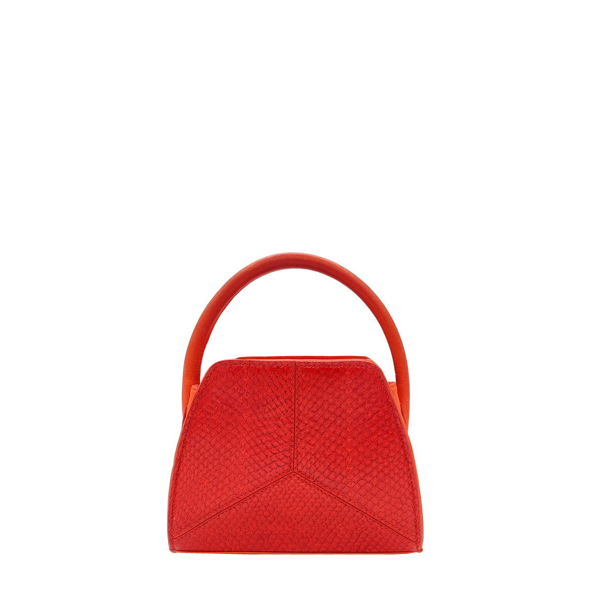 Cleo Top Handle Red salmon leather bag by THALIE Paris – front view