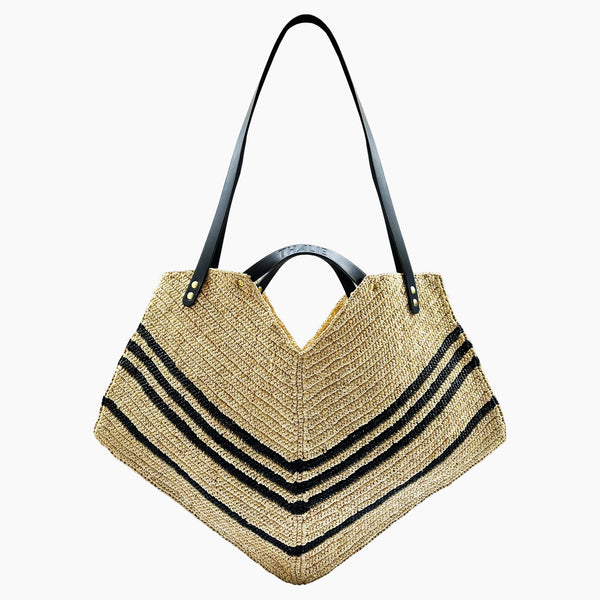 Coeur Raffia Tote Bag | Black
