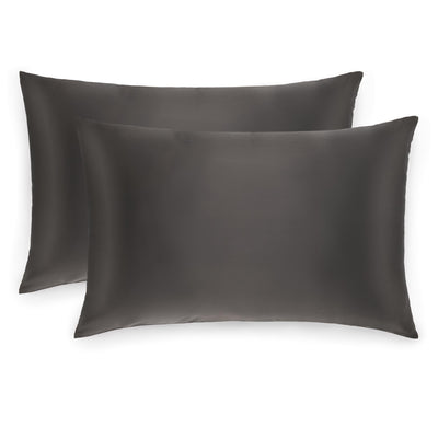 Set of two 100% mulberry silk charcoal grey pillowcases