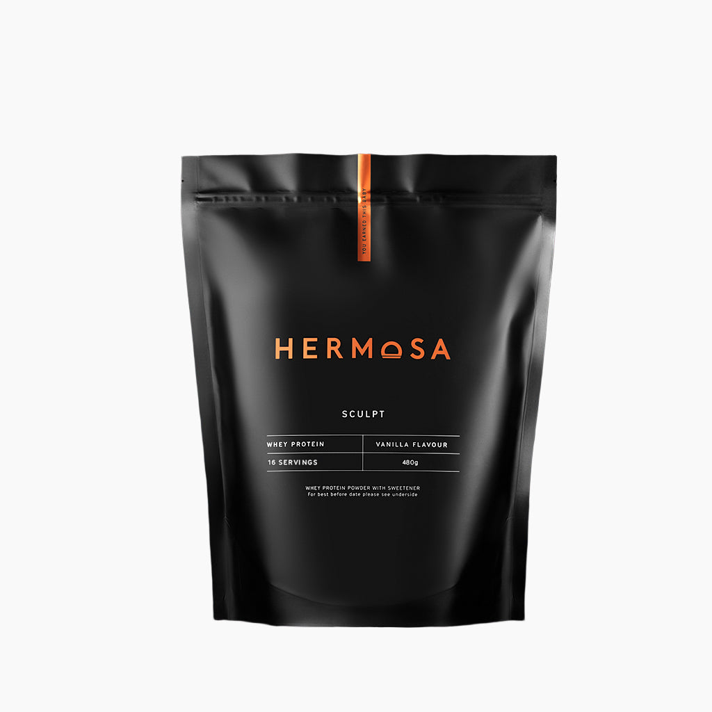 HERMOSA grass-fed whey protein powder  pouch in vanilla flavour