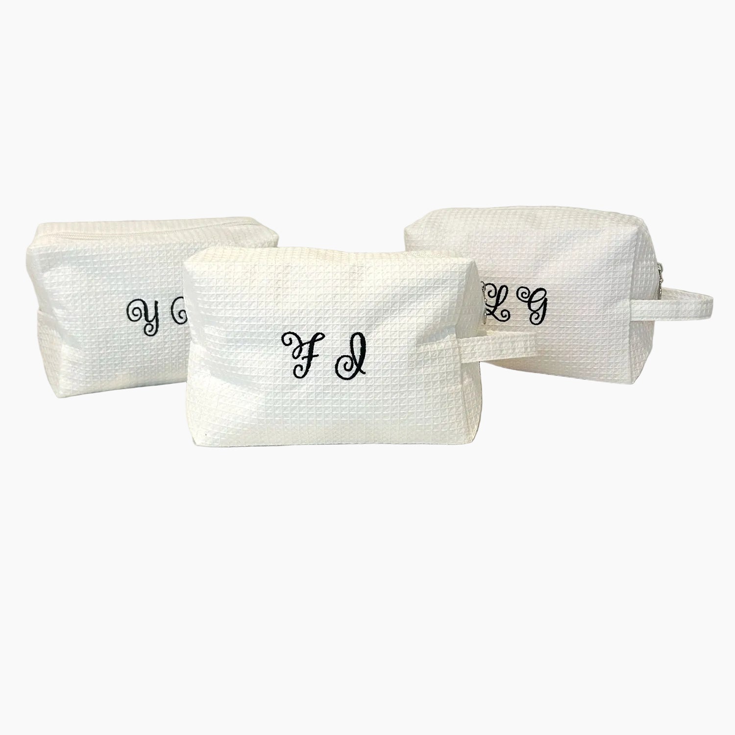 Monogram Curly Font Quilted Cosmetic Bag