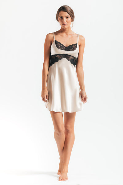 Morgan Cradle Bust Silk Chemise Chemise NK iMODE Champagne Beige XS