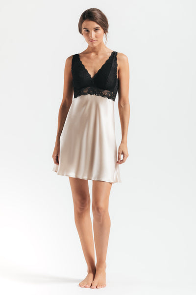 Morgan Iconic Bust-Support Silk Chemise Chemise NK iMODE Champagne Beige XS