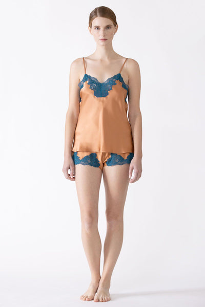 Morgan Lace Spaghetti Silk Camisole without lace hem Camisole NK iMODE burnt-almond-petrol orange S
