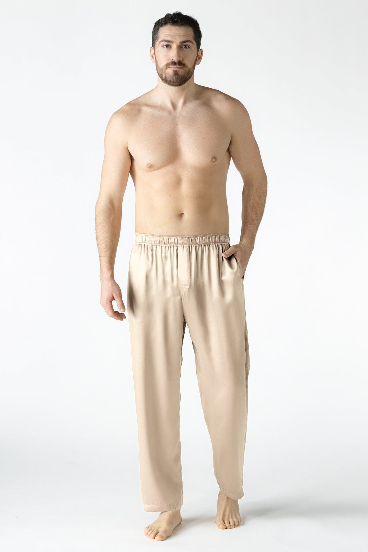 NK IMODE Men Silk Pant Lounge Trouser NK iMODE Champagne Beige S
